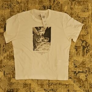 Abercrombie & Fitch White Graphic Crop Top